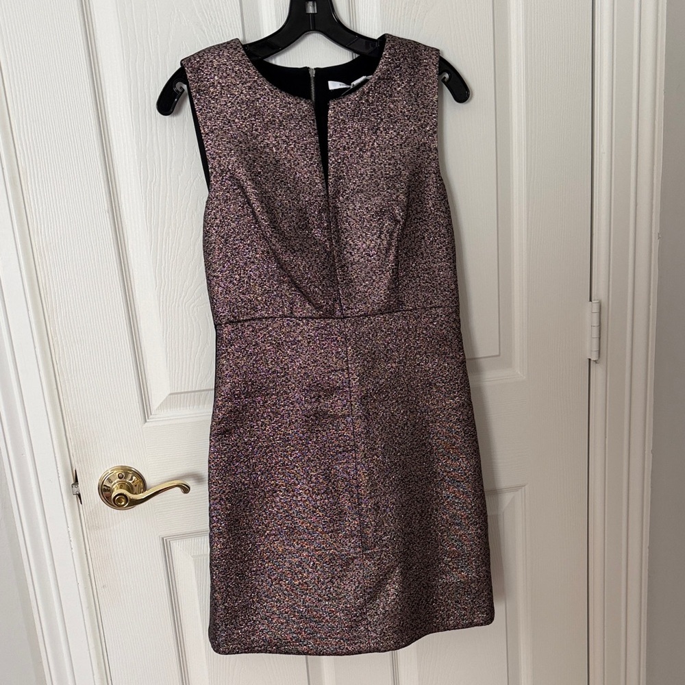 Diane Von Furstenberg Multicolor Mini Dress metallic gold and black size 6